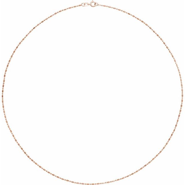 14K Rose 1.15 mm Hollow Diamond-Cut Bead 24' Chain
