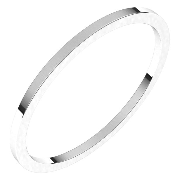 14k White 1 Mm Flat Band Size 6.5