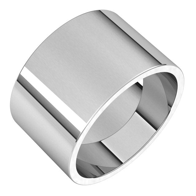 Sterling Silver 12 Mm Flat Band Size 14