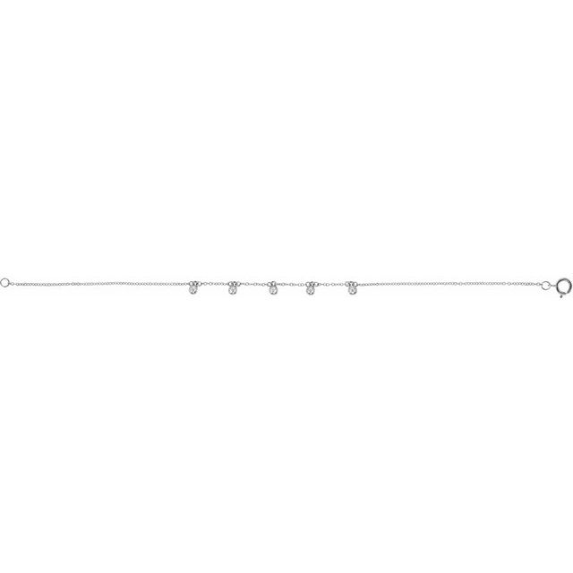 Sterling Silver Beaded 5-Station 7' Bracelet