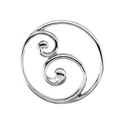 14K White 20 mm Scroll Circle Pendant
