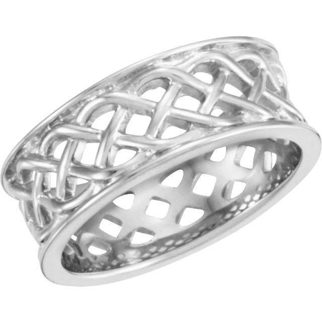 Sterling Silver 8 mm Celtic-Inspired Band Size 7