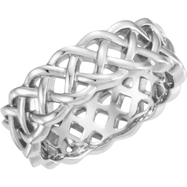 Sterling Silver 8 mm Celtic-Inspired Band Size 10