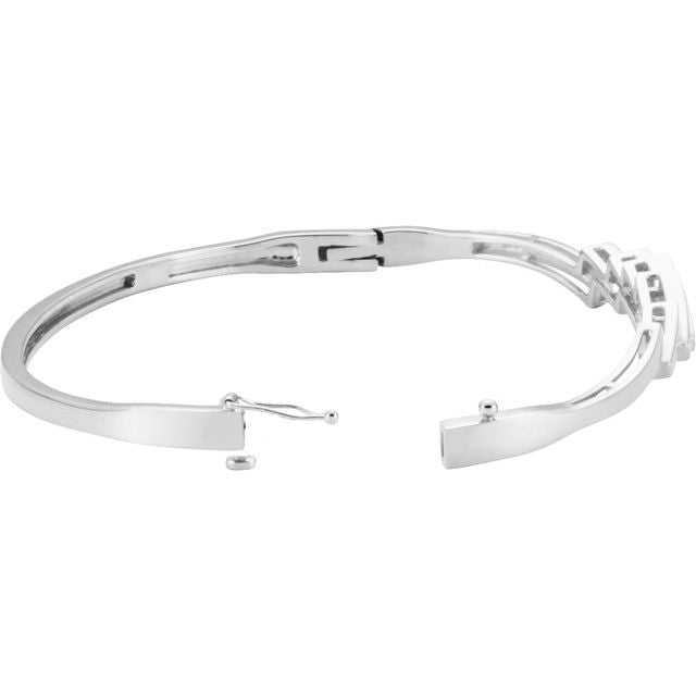 14K White Hinged Bangle 6 1/2' Bracelet