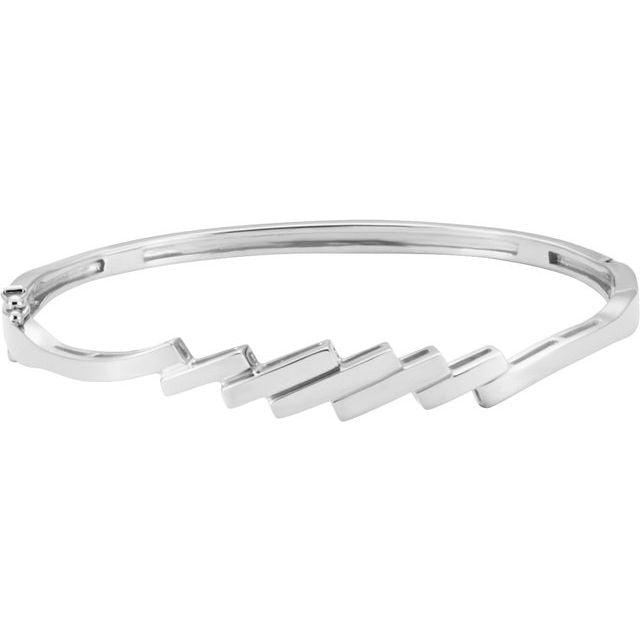 14K White Hinged Bangle 6 1/2' Bracelet