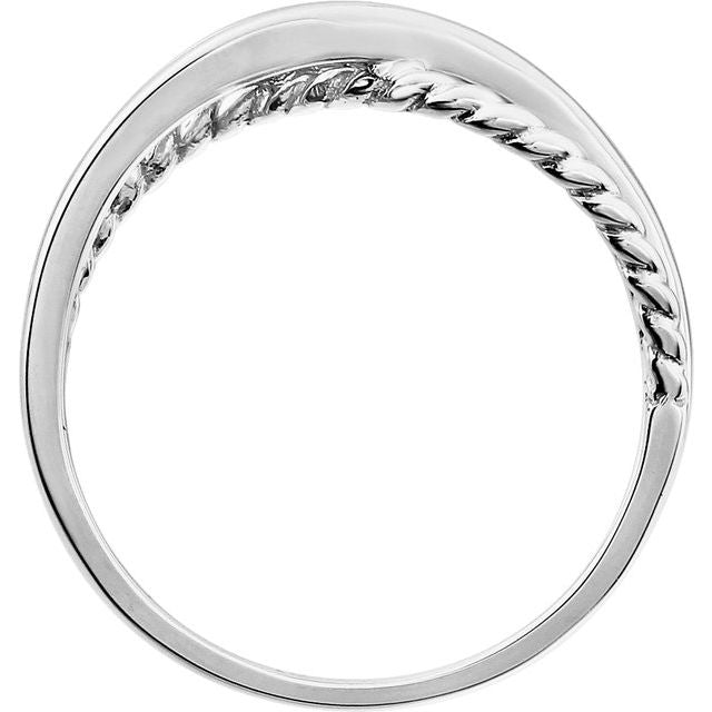 14k White Rope Criss-cross Ring