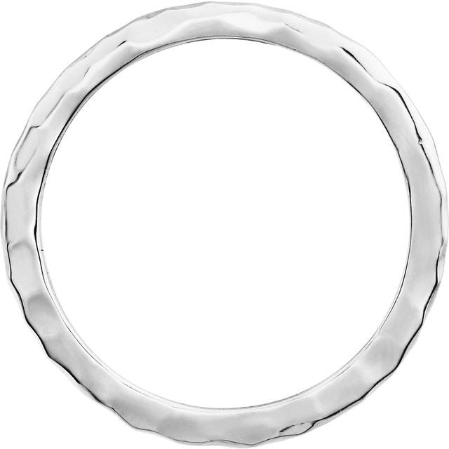 14k White 1.6 Mm Hammered Stackable Ring Size 7