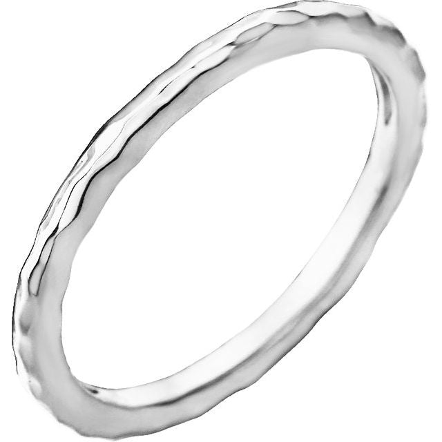 14k White 1.6 Mm Hammered Stackable Ring Size 7