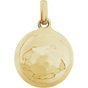 14k Yellow Hammered Disk Pendant