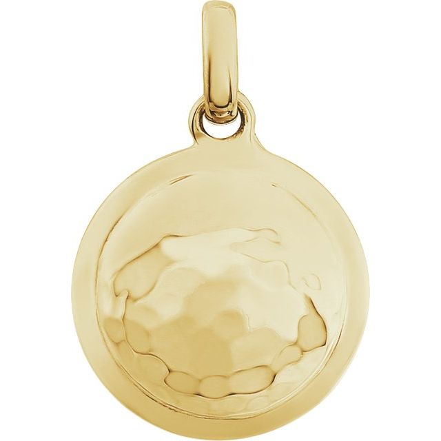 14k Yellow Hammered Disk Pendant