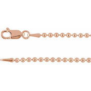 14K Rose 2 mm Hollow Bead 24' Chain