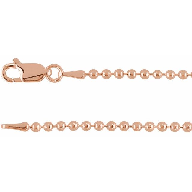 14K Rose 2 mm Hollow Bead 24' Chain
