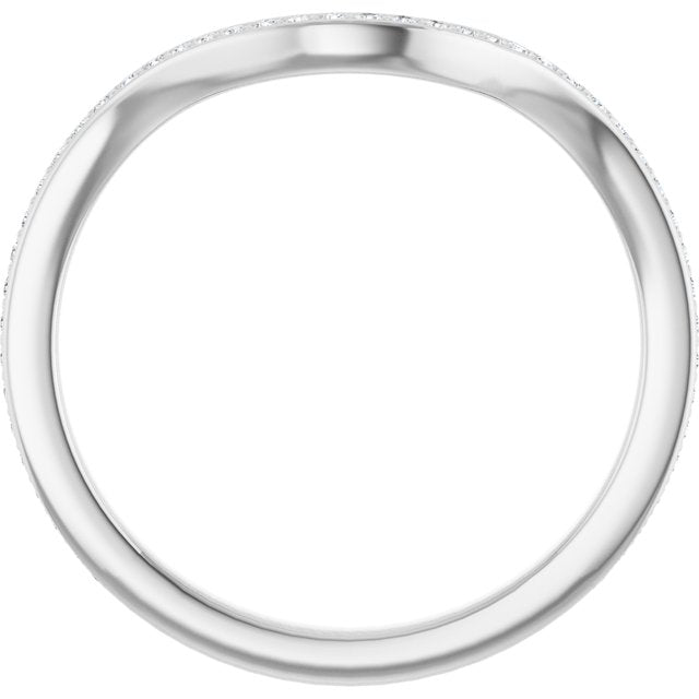 14k White 1/8 Ctw Natural Diamond Band For 6.5 Mm Round Ring