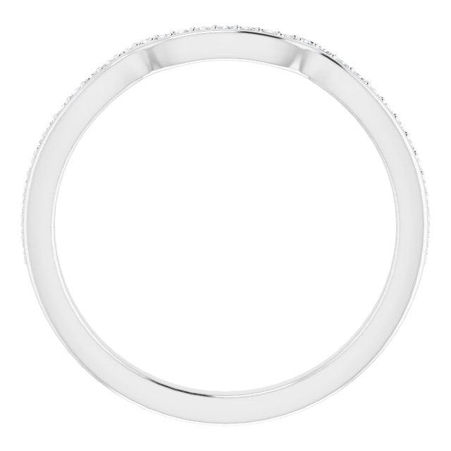 14k White .08 Ctw Natural Diamond Band For 5.5 Mm Square Ring