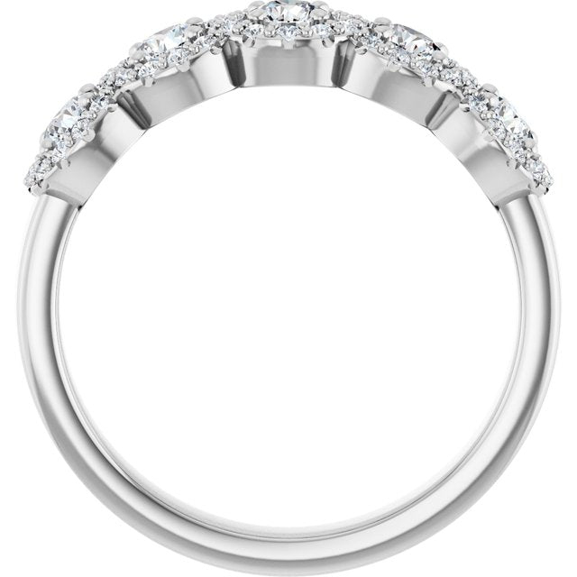 14k White 3/4 Ctw Natural Diamond Anniversary Band