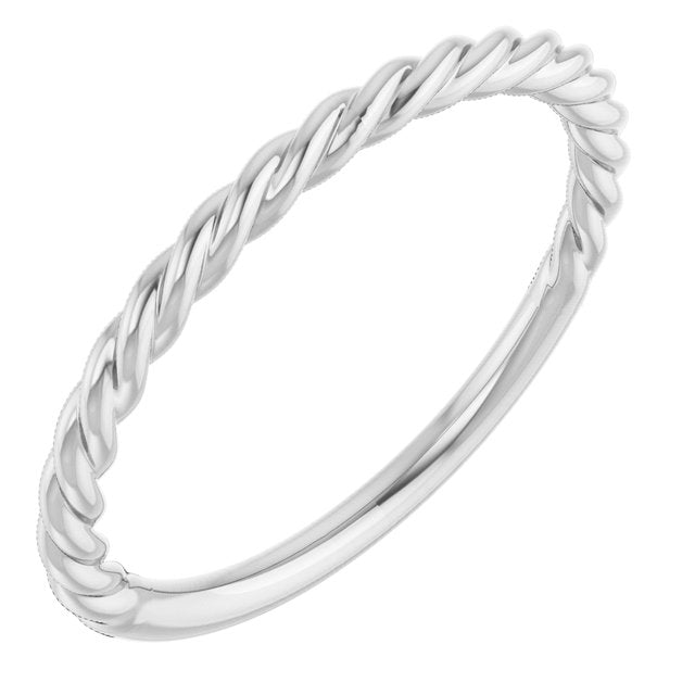 14k White 1.7 Mm Rope Band Size 7