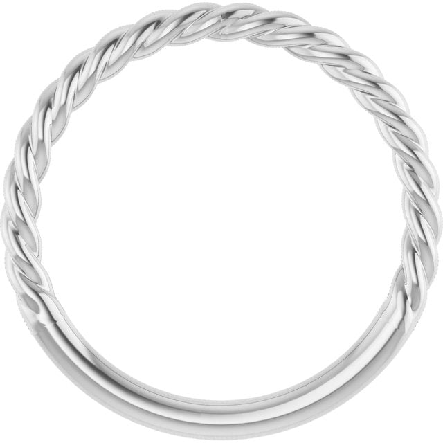 14k White 1.7 Mm Rope Band Size 7