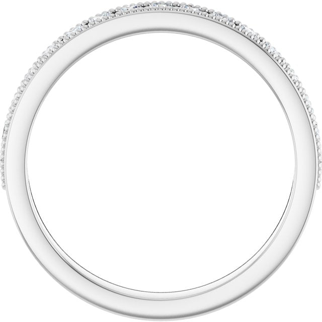 14k White 1/2 Ctw Natural Diamond Milgrain Anniversary Band