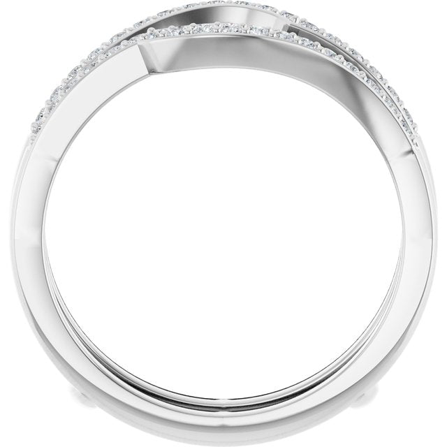14k White 1/4 Ctw Natural Diamond Ring Guard