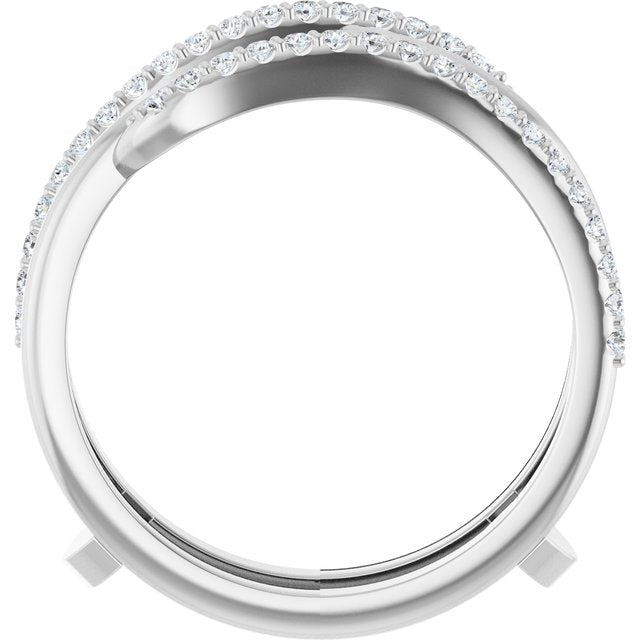14k White 1/4 Ctw Natural Diamond Ring Guard