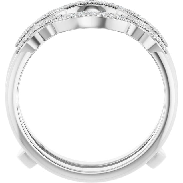 14k White 1/6 Ctw Natural Diamond Ring Guard