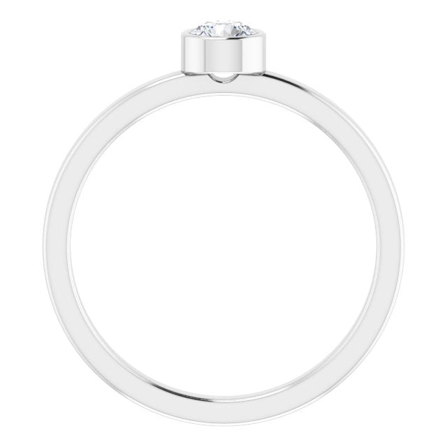 Rhodium-plated Sterling Silver 4 Mm Imitation Diamond Ring