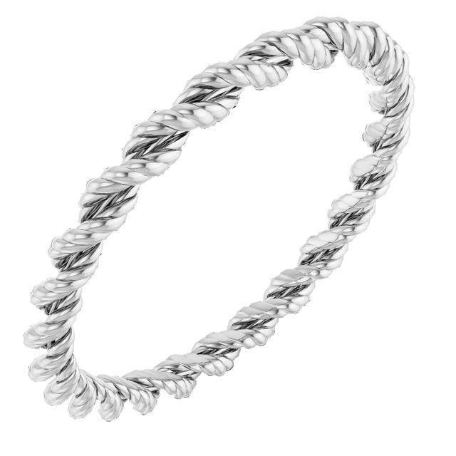 14k White 2 Mm Twisted Rope Band Size 7
