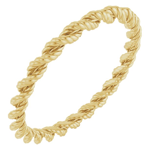 14k Yellow 2 Mm Twisted Rope Band Size 7