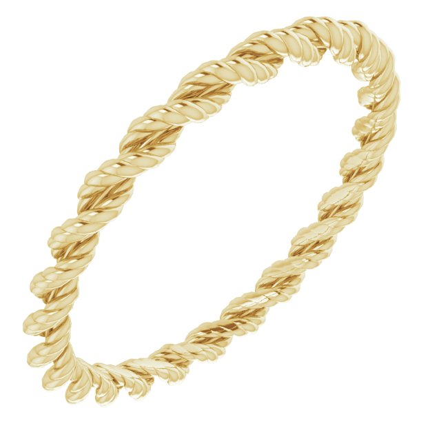 14k Yellow 2 Mm Twisted Rope Band Size 7.5