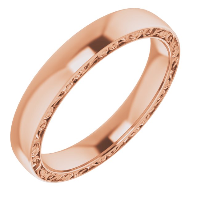 14k Rose 4 Mm Sculptural  Band Size 9.5
