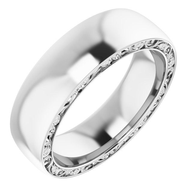 14k White 6 Mm Sculptural  Band Size 9