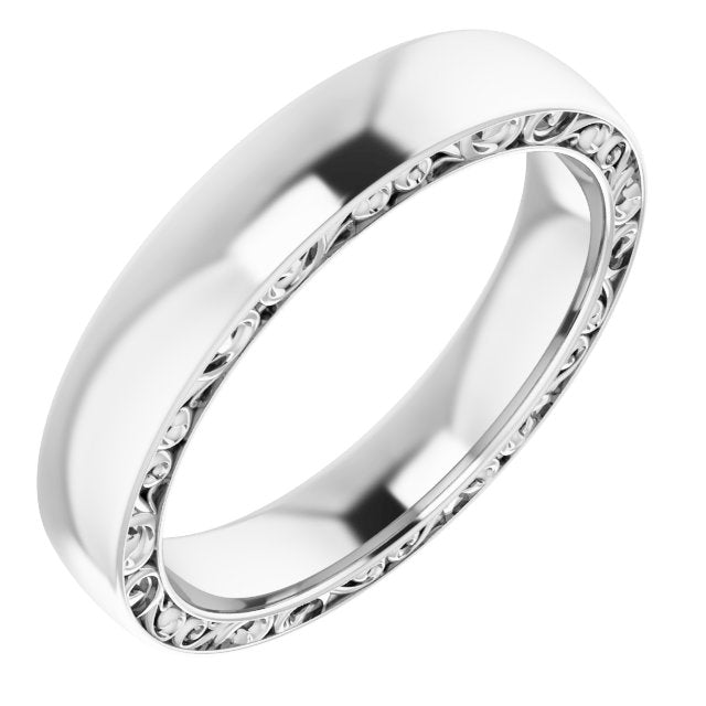 14k White 4 Mm Sculptural  Band Size 6