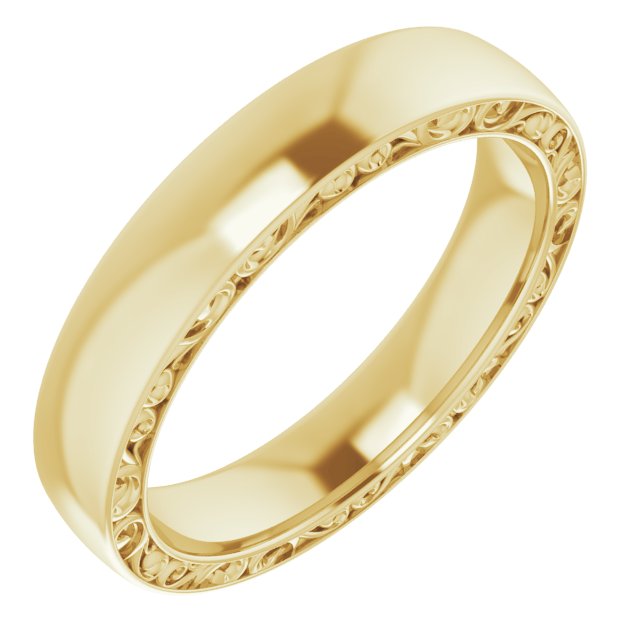 14k Yellow 4 Mm Sculptural  Band Size 8.5