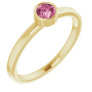14k Yellow 4 Mm Natural Pink Tourmaline Ring