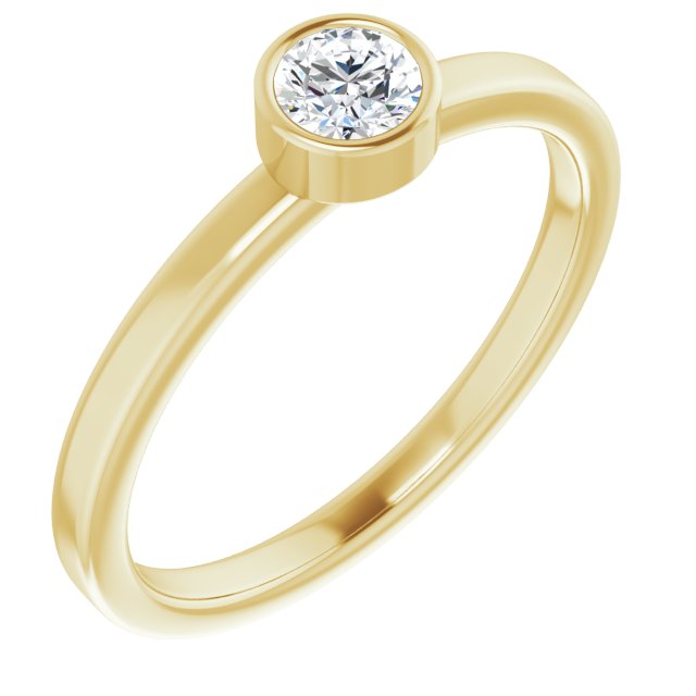 14k Yellow 4 Mm Natural White Sapphire Ring
