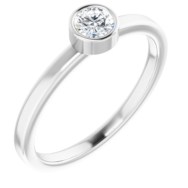 Rhodium-plated Sterling Silver 4 Mm Imitation Diamond Ring
