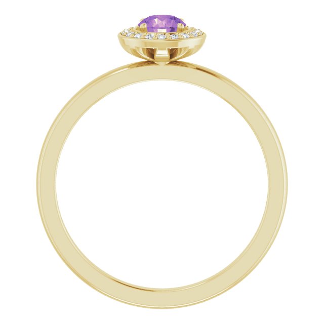 14k Yellow Natural Amethyst & .05 Ctw Natural Diamond Ring