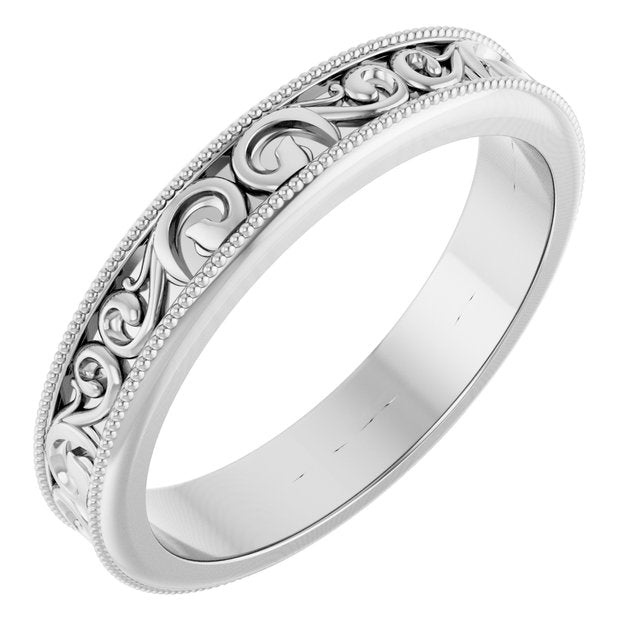 14k White 4 Mm Sculptural Band Size 7