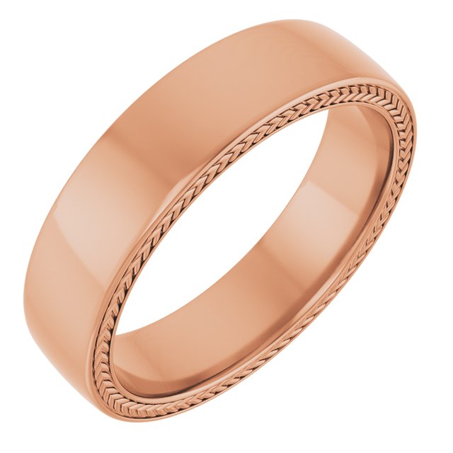 14k Rose 6 Mm Wheat Pattern Band Size 10