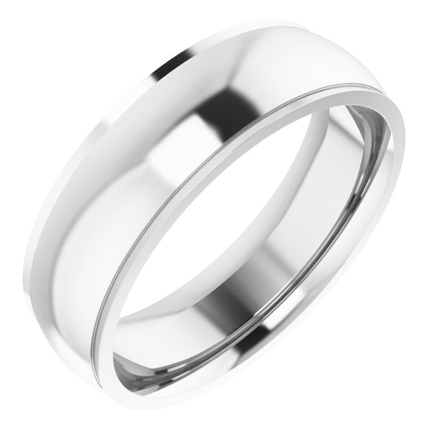 14k White 6 Mm Comfort Fit Edge Band Size 7.5
