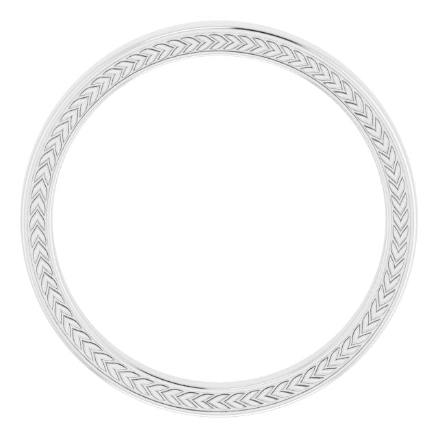 14k White 3 Mm Wheat Pattern Band Size 10