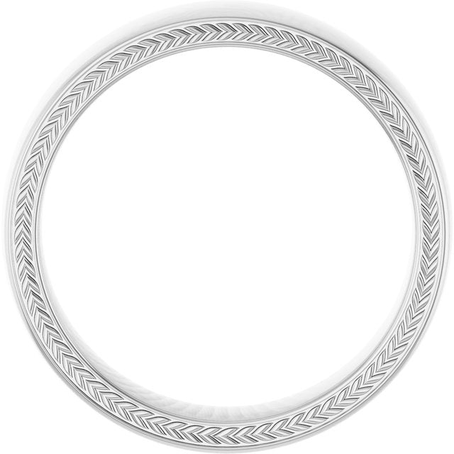 14k White 6 Mm Wheat Pattern Band Size 11