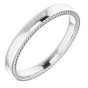 14k White 3 Mm Wheat Pattern Band Size 10