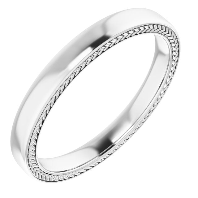 14k White 3 Mm Wheat Pattern Band Size 10