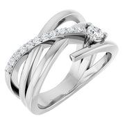 14k White 1/3 Ctw Natural Diamond Freeform Ring