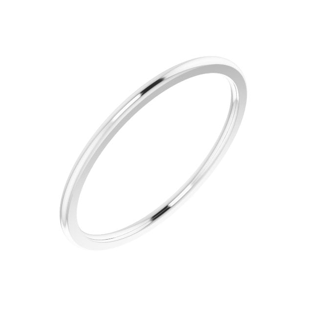 14k White 1 Mm Half Round Comfort Fit Band Size 6.5