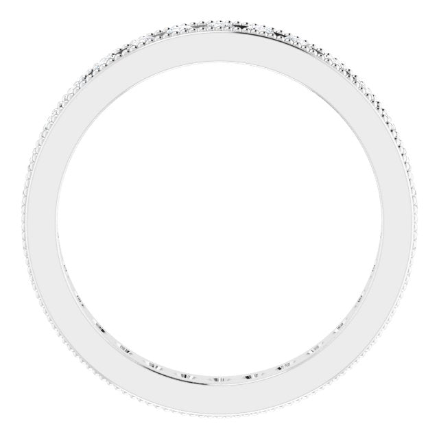 14k White 9/10 Ctw Natural Diamond Milgrain Eternity Band Size 7