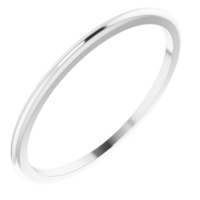 14k White 1 Mm Half Round Band Size 6.5