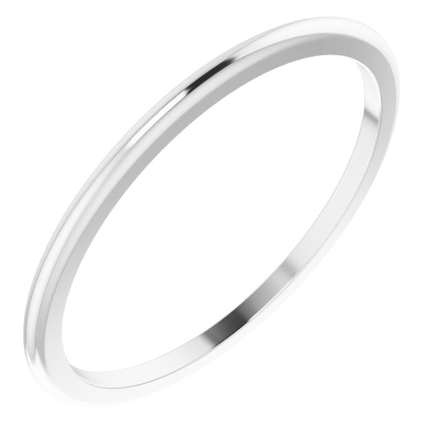 14k White 1 Mm Half Round Band Size 5.5