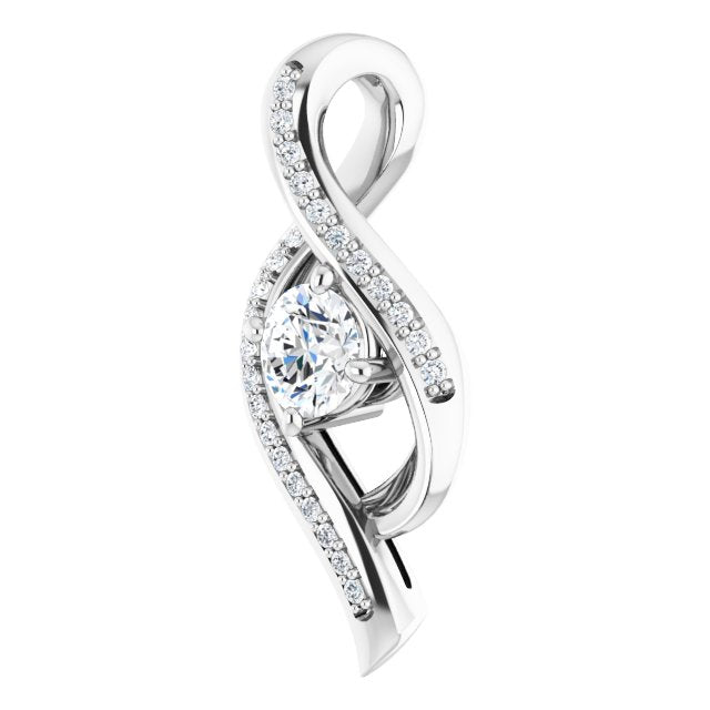 14k White 1/3 Ctw Natural Diamond Pendant